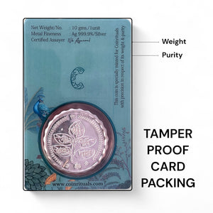 Goddess Lakshmi- Color Fine Silver Coin Purity 999 Round Shape - Backside Shree Yantra - Coin Rituals