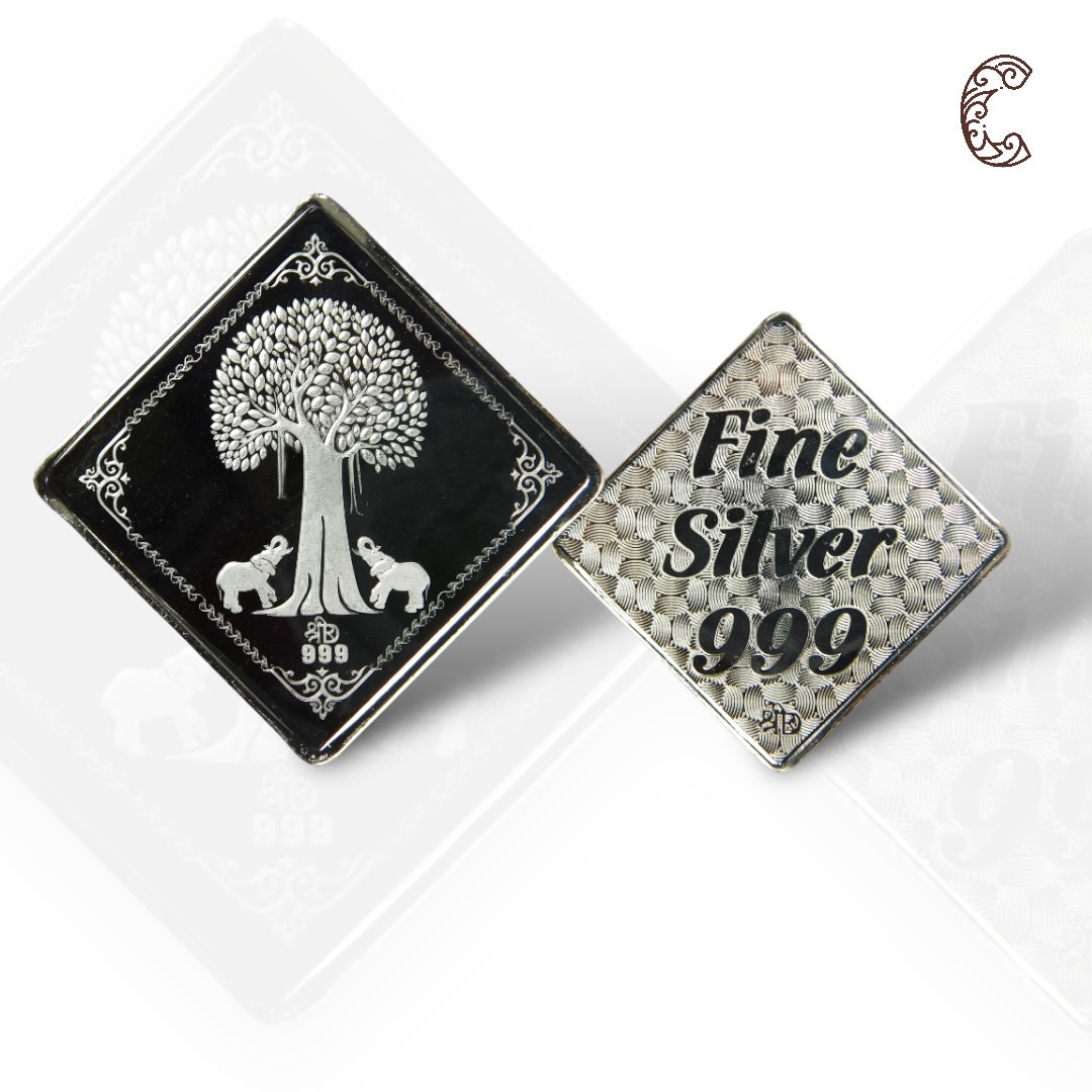 Banyan Tree - 3D Silver Coin 24KT Purity 999 Round Shape Front side   - Backside Maple Leaf - Coin Rituals