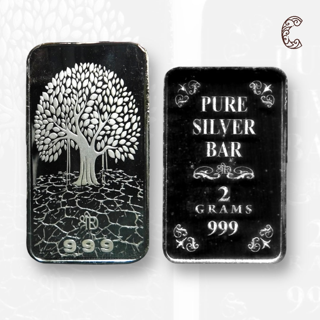 Banyan Tree - 3D Silver Coin 24KT Purity 999 Round Shape Front side   - Backside Maple Leaf - Coin Rituals