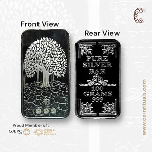 Banyan Tree - 3D Silver Coin 24KT Purity 999 Round Shape Front side   - Backside Maple Leaf - Coin Rituals