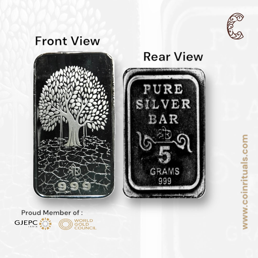 Banyan Tree - 3D Silver Coin 24KT Purity 999 Round Shape Front side   - Backside Maple Leaf - Coin Rituals