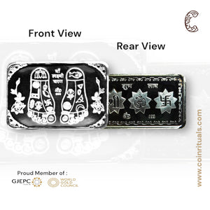 Goddess Lakshmi - 3D Silver Coin 24KT Purity 999 Round Shape - Backside Shree Charan - Coin Rituals
