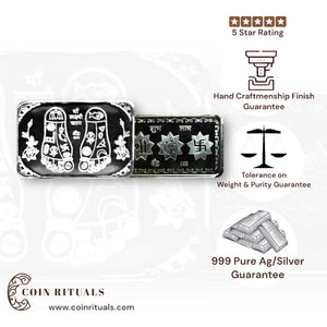 Goddess Lakshmi - 3D Silver Coin 24KT Purity 999 Round Shape - Backside Shree Charan - Coin Rituals