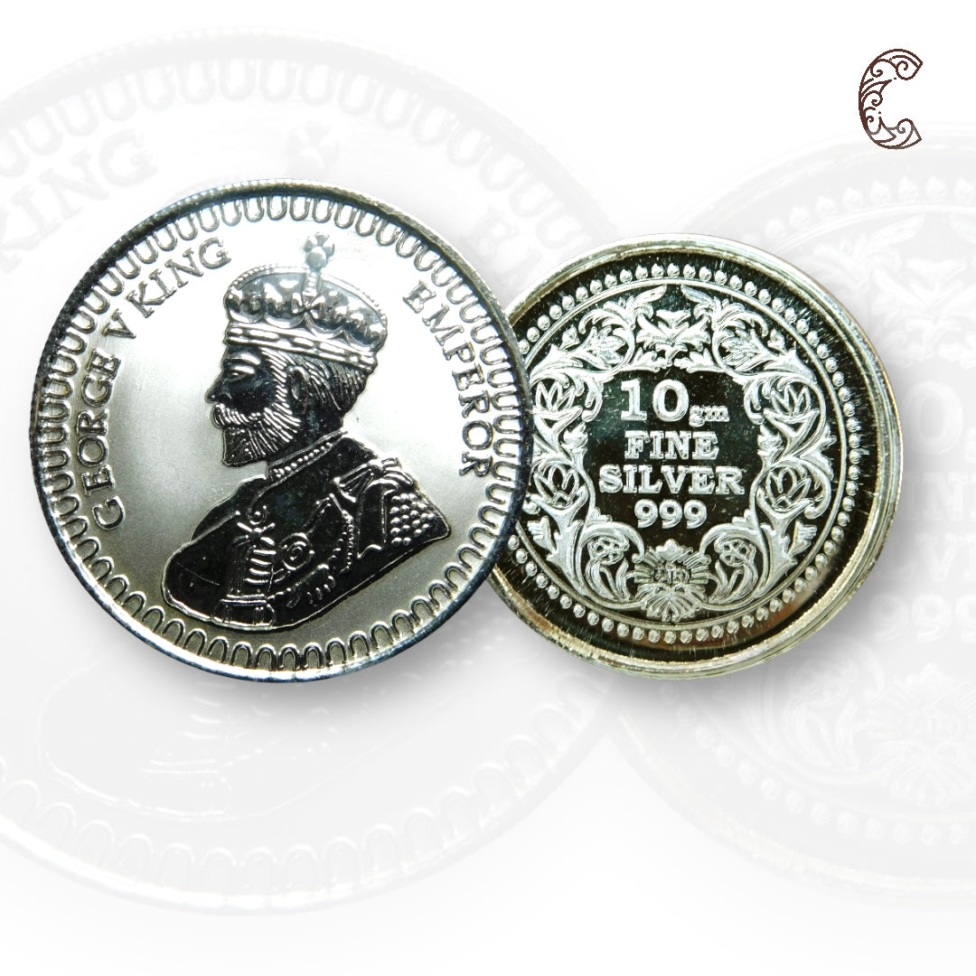 King George - 3D Silver Coin 24KT Purity 999 Round Shape - Backside Fine Silver - Coin Rituals