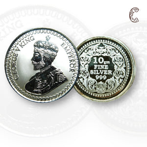 King George - 3D Silver Coin 24KT Purity 999 Round Shape - Backside Fine Silver - Coin Rituals