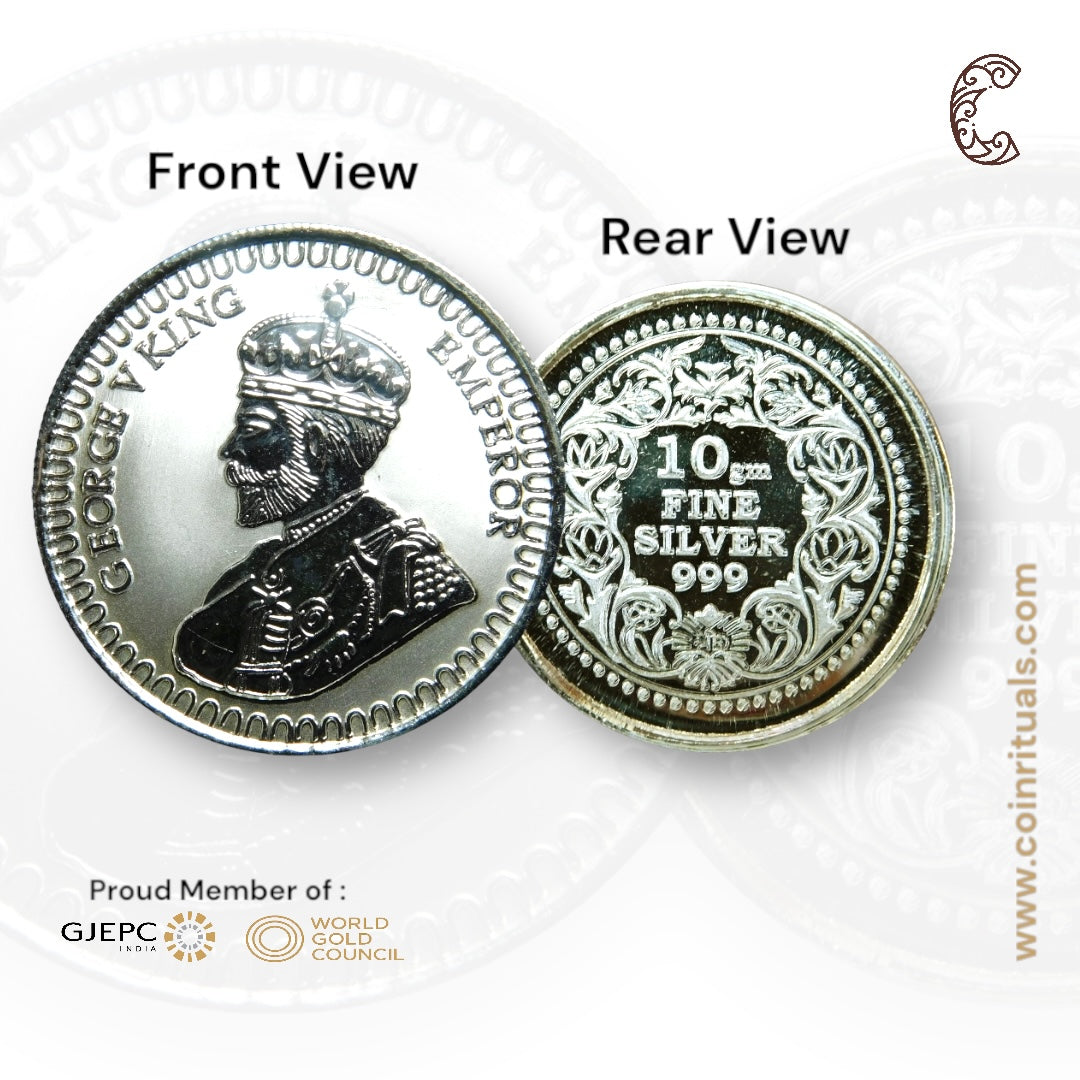King George - 3D Silver Coin 24KT Purity 999 Round Shape - Backside Fine Silver - Coin Rituals