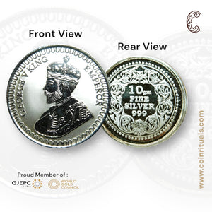 King George - 3D Silver Coin 24KT Purity 999 Round Shape - Backside Fine Silver - Coin Rituals