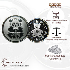 Teddy Bear - Silver Coin 24KT Purity 999  Round Shape - Backside Teddy - Coin Rituals