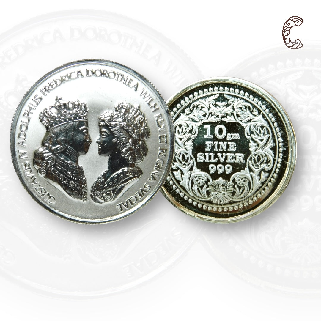 King & Queen - 3D Silver Coin 24KT Purity 999 Round Shape - Backside Fine Silver - Coin Rituals