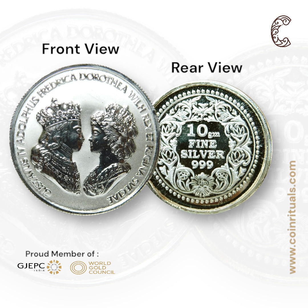 King & Queen - 3D Silver Coin 24KT Purity 999 Round Shape - Backside Fine Silver - Coin Rituals