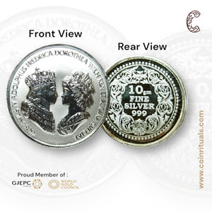 King & Queen - 3D Silver Coin 24KT Purity 999 Round Shape - Backside Fine Silver - Coin Rituals