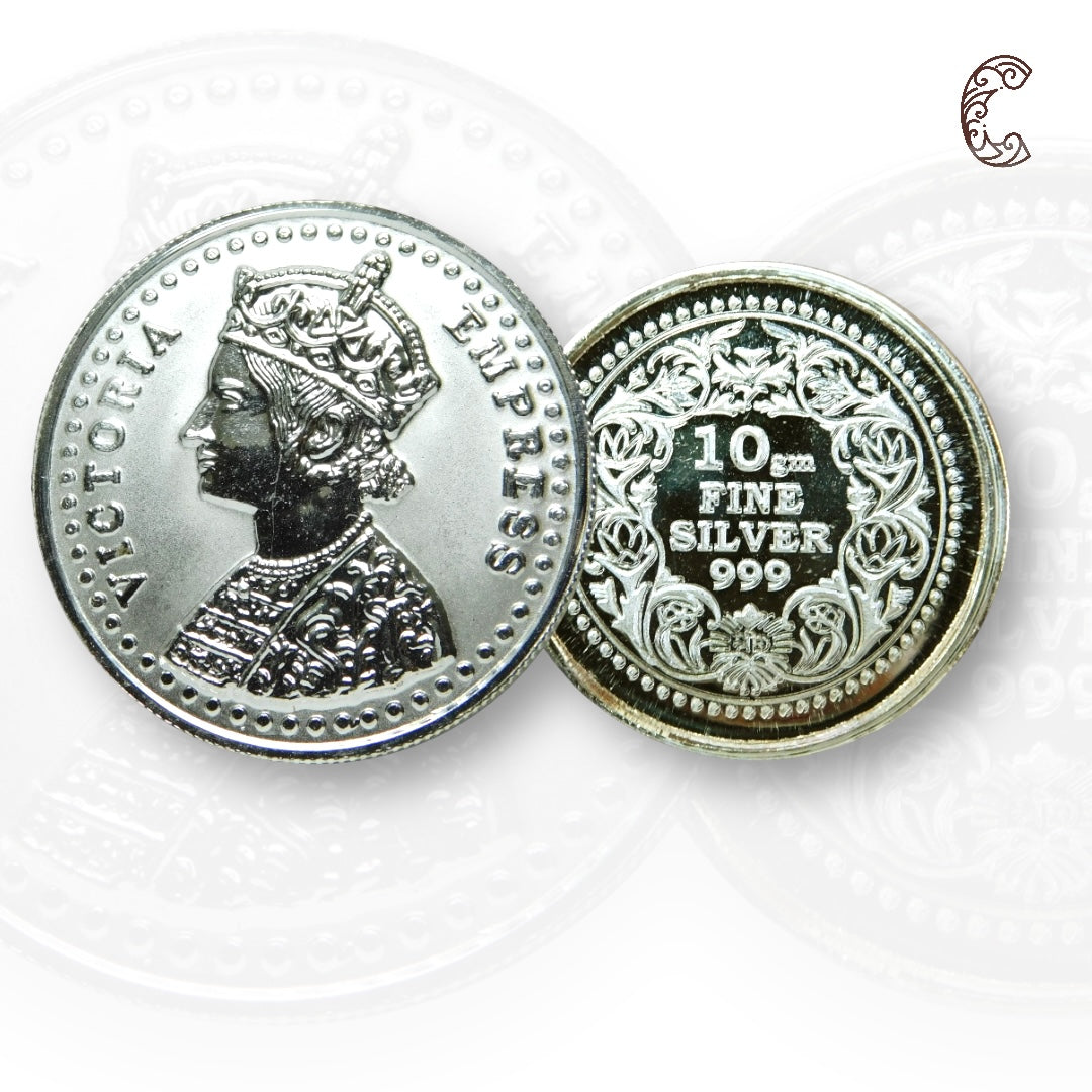Queen Victoria - 3D Silver Coin 24KT Purity 999 Round Shape - Backside Fine Silver - Coin Rituals