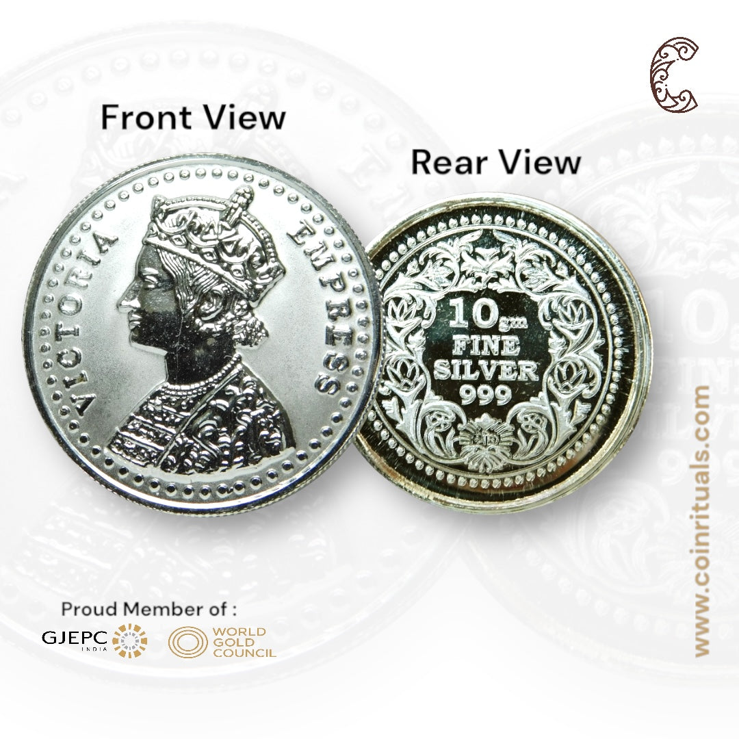 Queen Victoria - 3D Silver Coin 24KT Purity 999 Round Shape - Backside Fine Silver - Coin Rituals