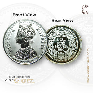 Queen Victoria - 3D Silver Coin 24KT Purity 999 Round Shape - Backside Fine Silver - Coin Rituals