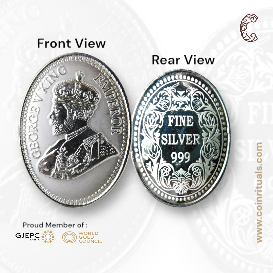 King George - 3D Silver Coin 24KT Purity 999 Round Shape - Backside Fine Silver - Coin Rituals