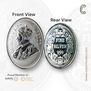 King George - 3D Silver Coin 24KT Purity 999 Round Shape - Backside Fine Silver - Coin Rituals