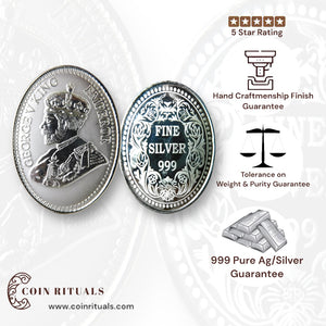 King George - 3D Silver Coin 24KT Purity 999 Round Shape - Backside Fine Silver - Coin Rituals