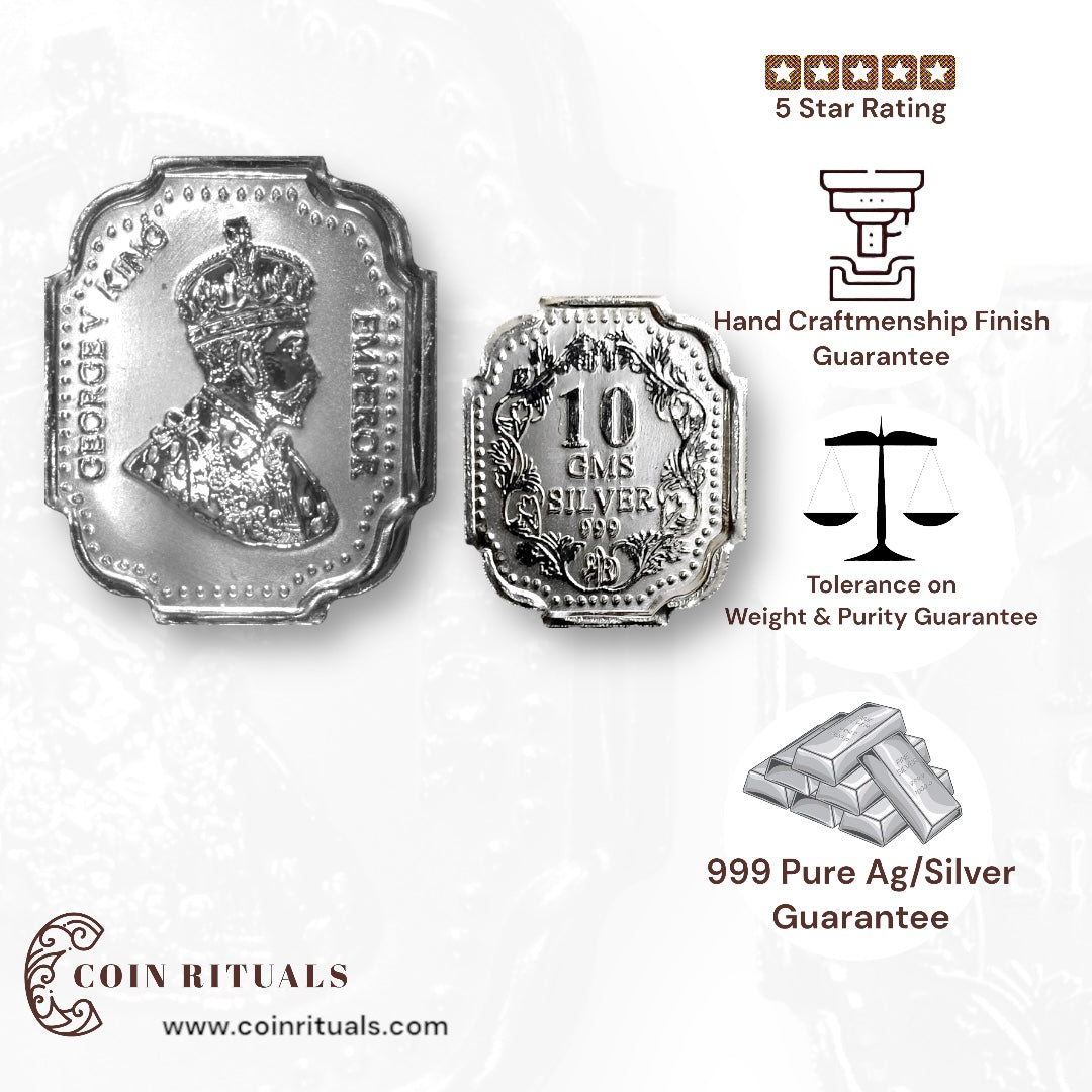 King George - 3D Silver Coin 24KT Purity 999 Round Shape - Backside Fine Silver - Coin Rituals