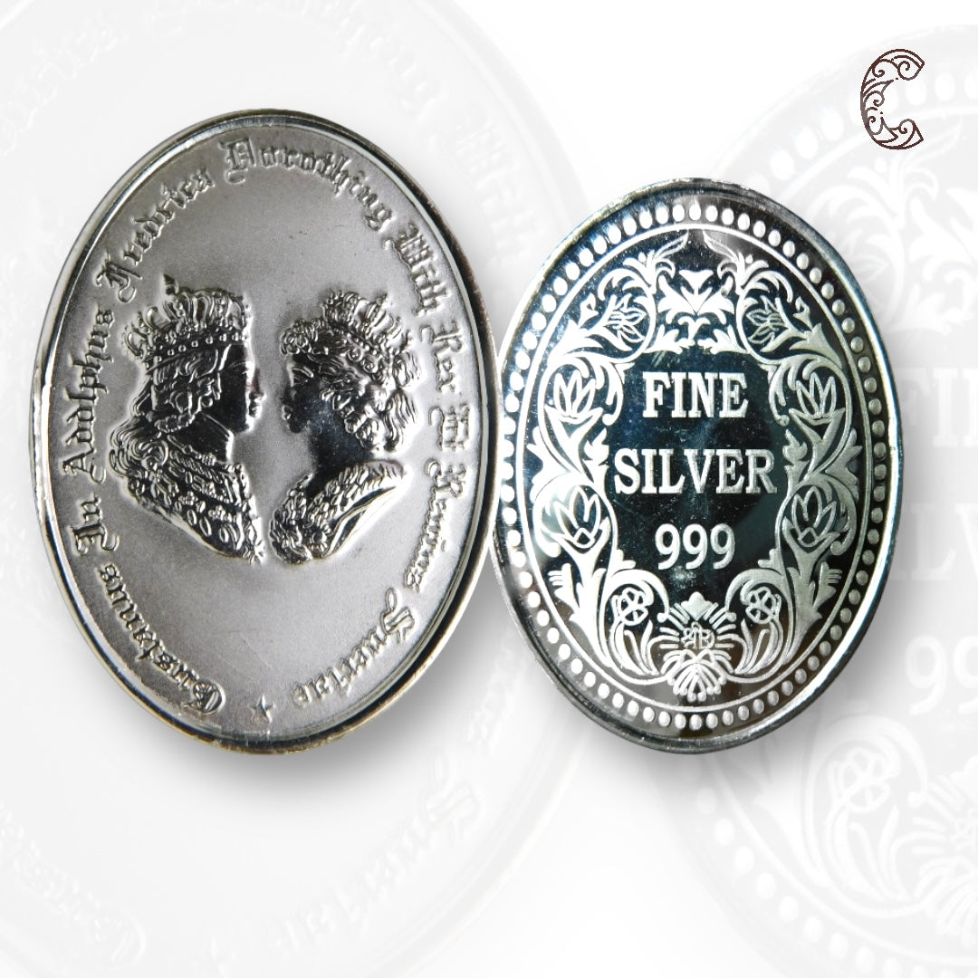 King & Queen - 3D Silver Coin 24KT Purity 999 Round Shape - Backside Fine Silver - Coin Rituals