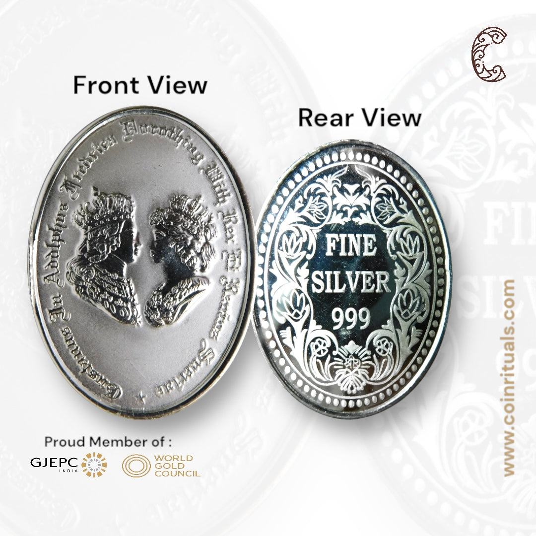 King & Queen - 3D Silver Coin 24KT Purity 999 Round Shape - Backside Fine Silver - Coin Rituals