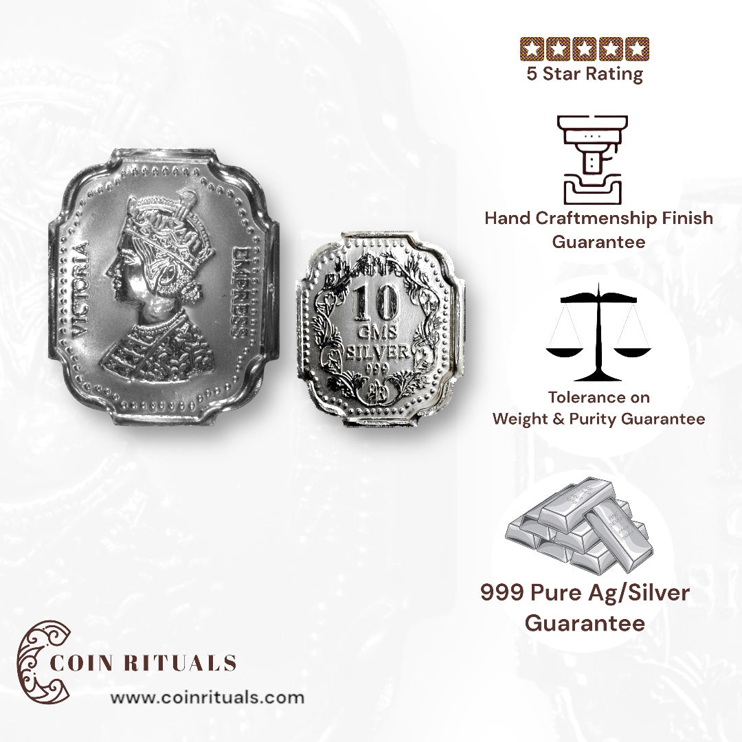 Queen Victoria - 3D Silver Coin 24KT Purity 999 Round Shape - Backside Fine Silver - Coin Rituals