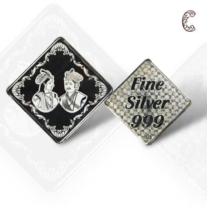 Raja Rani - 3D Silver Coin 24KT Purity 999 Oval Shape - Backside Fine Silver - Coin Rituals