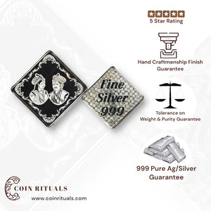 Raja Rani - 3D Silver Coin 24KT Purity 999 Oval Shape - Backside Fine Silver - Coin Rituals
