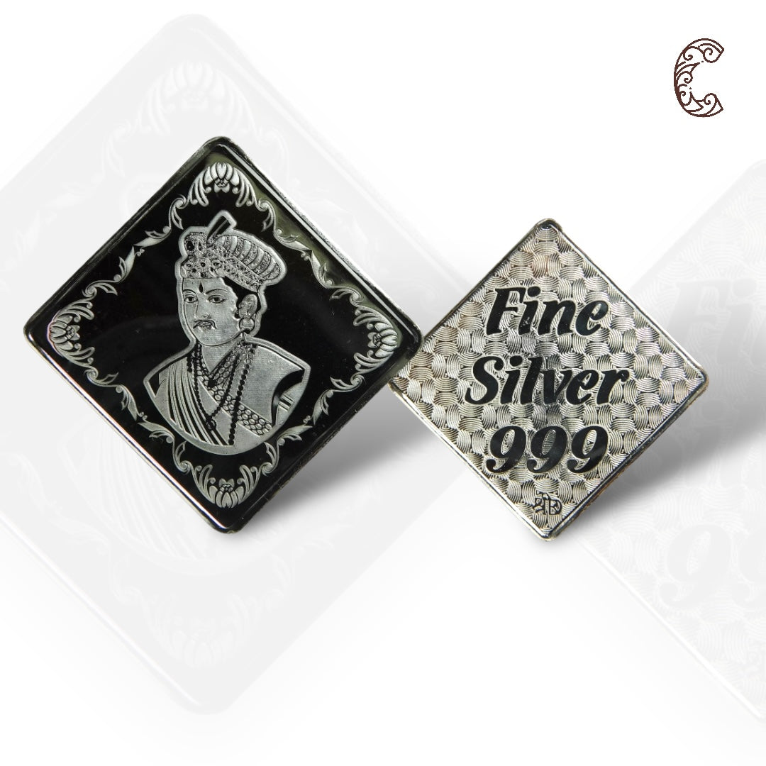 Raja Rani - 3D Silver Coin 24KT Purity 999 Oval Shape - Backside Fine Silver - Coin Rituals
