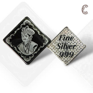 Raja Rani - 3D Silver Coin 24KT Purity 999 Oval Shape - Backside Fine Silver - Coin Rituals