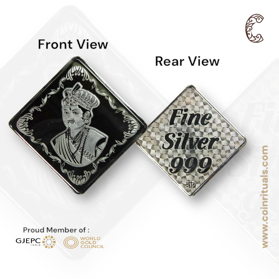 Raja Rani - 3D Silver Coin 24KT Purity 999 Oval Shape - Backside Fine Silver - Coin Rituals