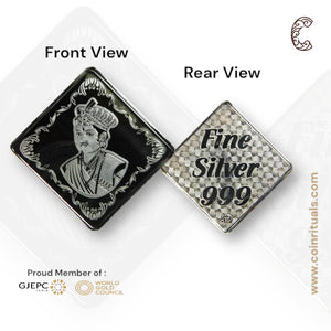 Raja Rani - 3D Silver Coin 24KT Purity 999 Oval Shape - Backside Fine Silver - Coin Rituals
