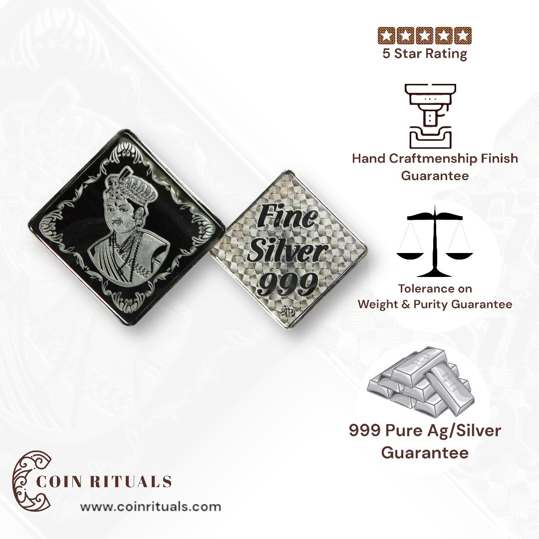 Raja Rani - 3D Silver Coin 24KT Purity 999 Oval Shape - Backside Fine Silver - Coin Rituals