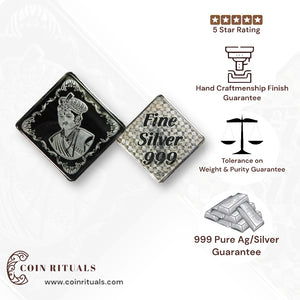 Raja Rani - 3D Silver Coin 24KT Purity 999 Oval Shape - Backside Fine Silver - Coin Rituals