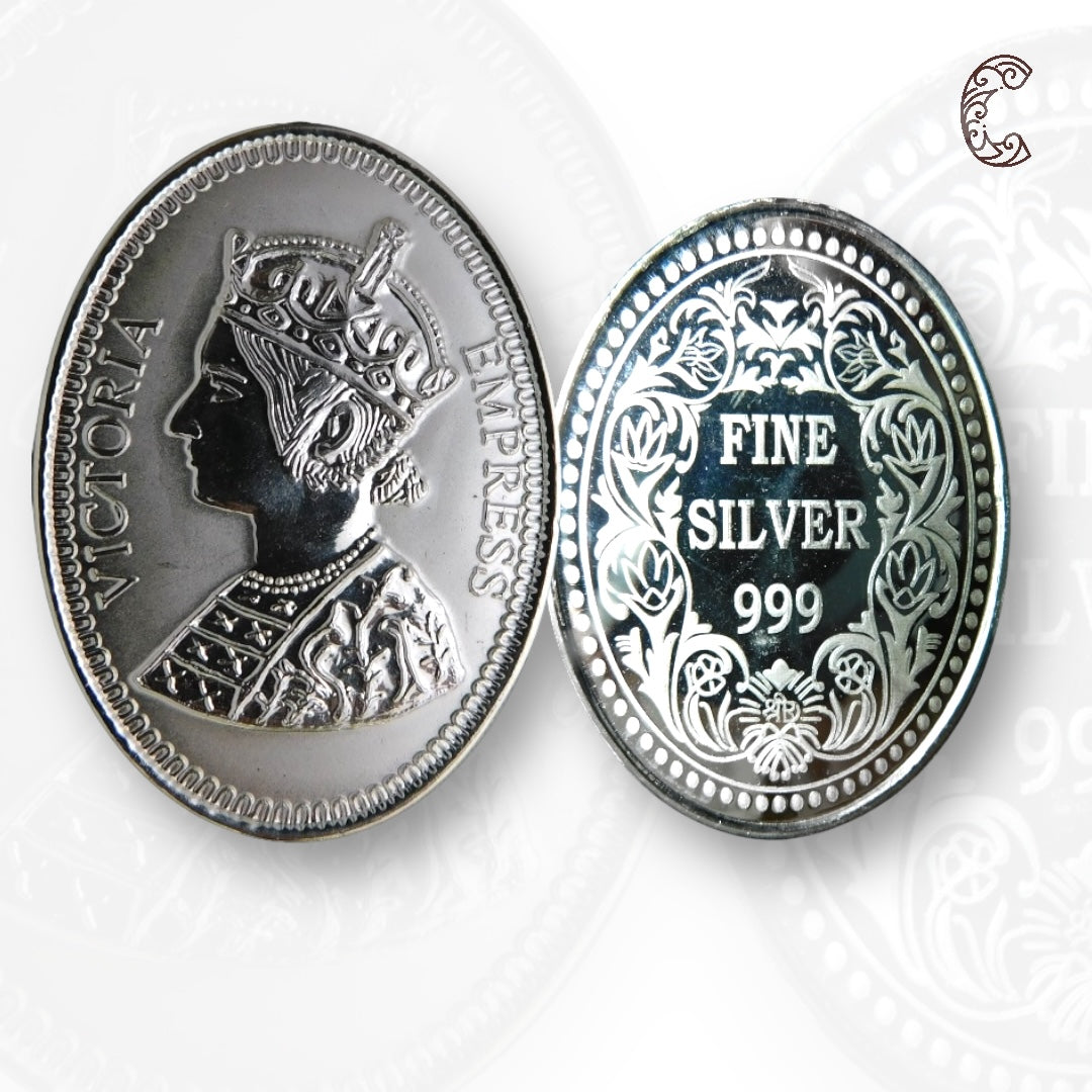 Queen Victoria - 3D Silver Coin 24KT Purity 999 Round Shape - Backside Fine Silver - Coin Rituals