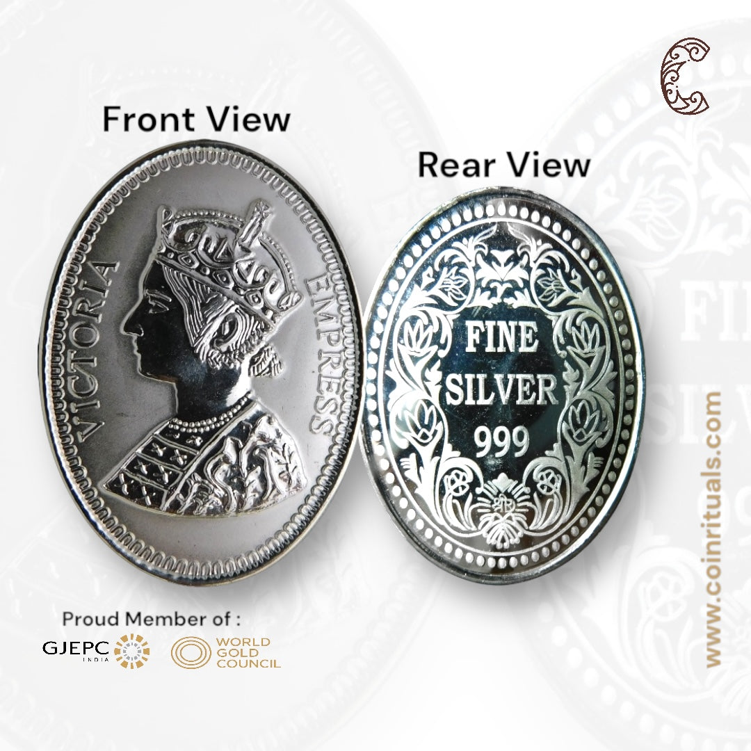Queen Victoria - 3D Silver Coin 24KT Purity 999 Round Shape - Backside Fine Silver - Coin Rituals
