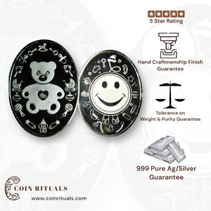 Teddy Bear - Silver Coin 24KT Purity 999  Round Shape - Backside Teddy - Coin Rituals