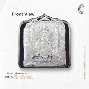 Goddess Karani Mata - 3D Silver Coin 24KT Purity 999 House Shape - Backside Plain - Coin Rituals
