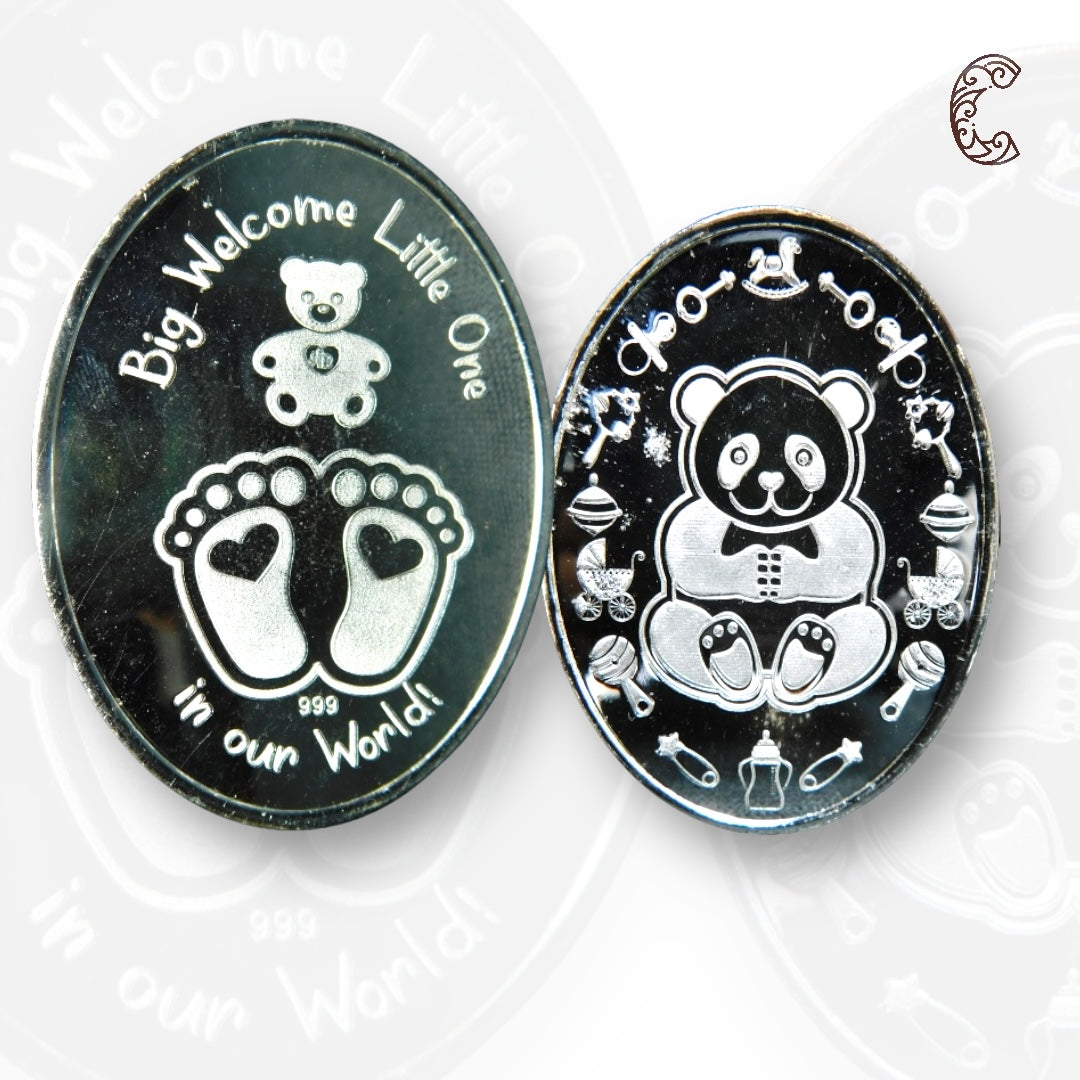 Teddy Bear - Silver Coin 24KT Purity 999  Round Shape - Backside Teddy - Coin Rituals
