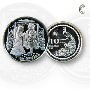 Bride Groom -Couple - 3D Silver Coin 24KT Purity 999 Round Shape - Backside Peacock - Coin Rituals