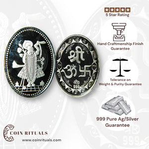 God Srinath - 3D Silver Coin 24KT Purity 999 Round Shape - Backside Shree - Coin Rituals