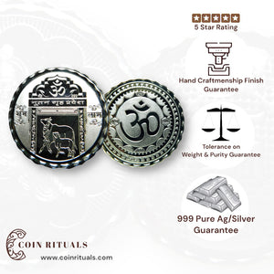 Gruha Pravesh - 3D Silver Coin 24KT Purity 999 Round Shape - Backside Om - Coin Rituals