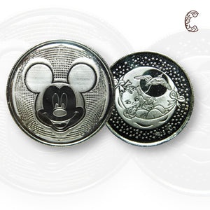 Micky Mouse - 3D Silver Coin 24KT Purity 999 Round Shape - Backside Baby On The Stars - Coin Rituals