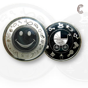Smiley - Silver Coin 24KT Purity 999 Round Shape - Backside Cradle Trolly - Coin Rituals