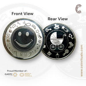 Smiley - Silver Coin 24KT Purity 999 Round Shape - Backside Cradle Trolly - Coin Rituals
