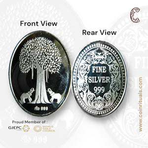 Banyan Tree - 3D Silver Coin 24KT Purity 999 Round Shape Front side   - Backside Maple Leaf - Coin Rituals
