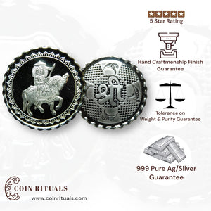 Baba Ramdev - 3D Silver Coin 24KT Purity 999 Round Shape - Backside Shree - Coin Rituals