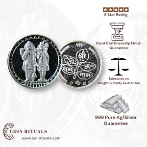 God Hari Har/ Shiv Vishnu - 3D Silver Coin 24KT Purity 999 Round Shape- Backside Shree Om Swastik - Coin Rituals