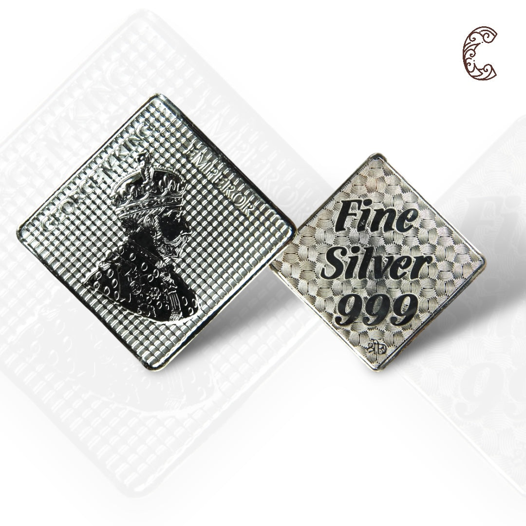 King George - 3D Silver Coin 24KT Purity 999 Round Shape - Backside Fine Silver - Coin Rituals