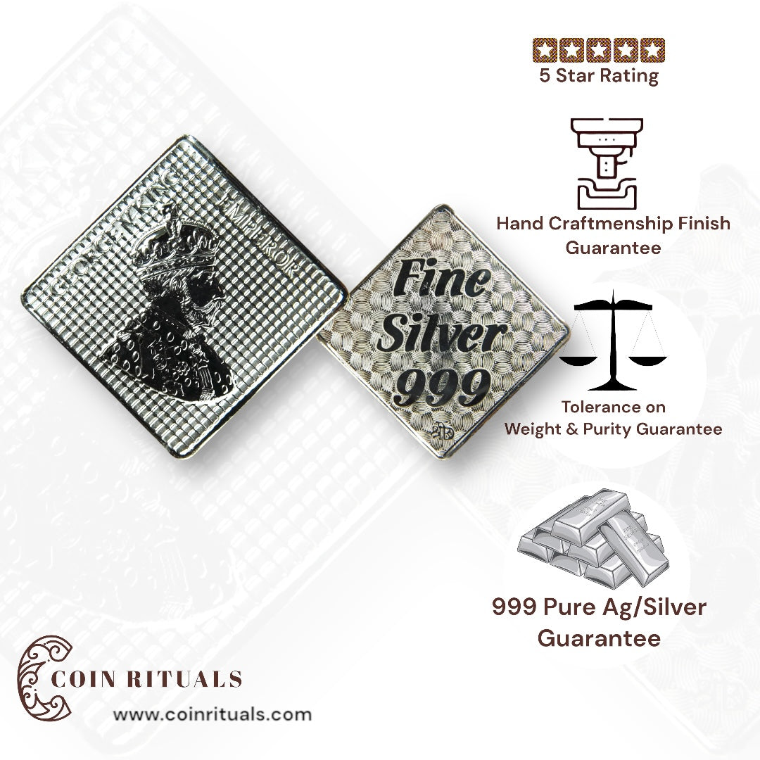 King George - 3D Silver Coin 24KT Purity 999 Round Shape - Backside Fine Silver - Coin Rituals