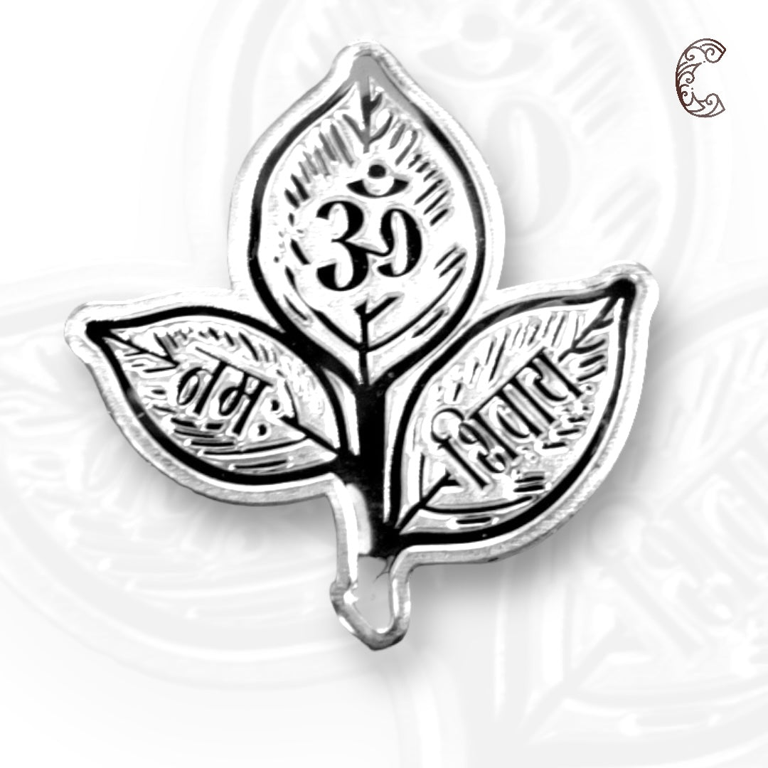 Belpatri - 3D Silver Coin 24KT Purity 999 Leaf Shape  Front side  - Backside Plain - Coin Rituals
